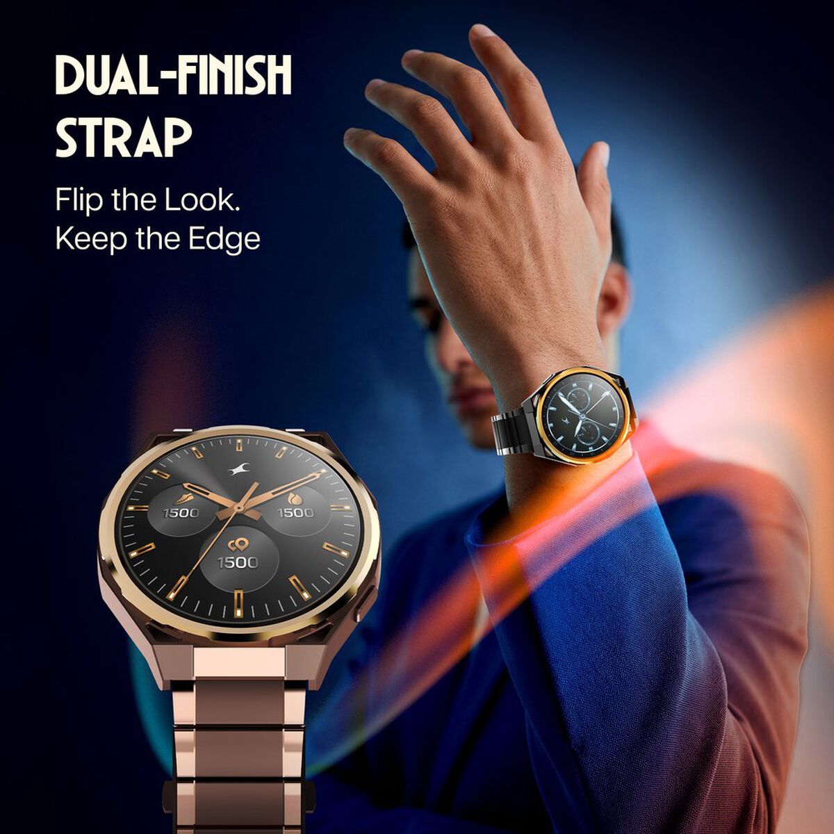 Fastrack Marvellous FX3 Smartwatch with 1.43" AMOLED Display, Metal Case & Strap, Additional Silicone Strap 4