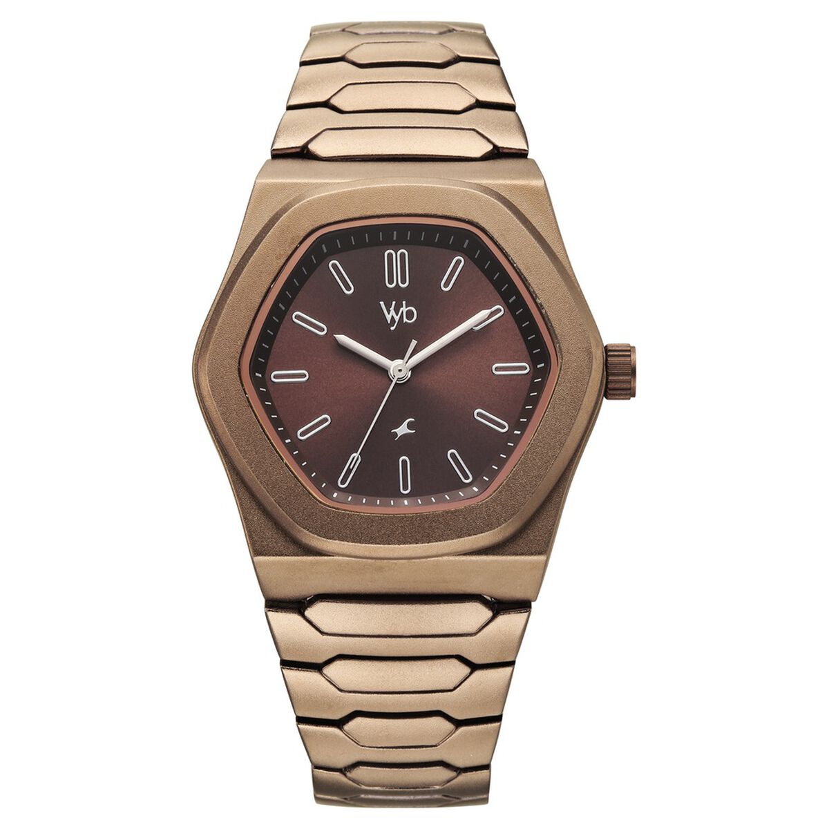 Vyb Limitless By Fastrack Quartz Analog Brown Dial Brown Metal Strap Watch For Guys 1