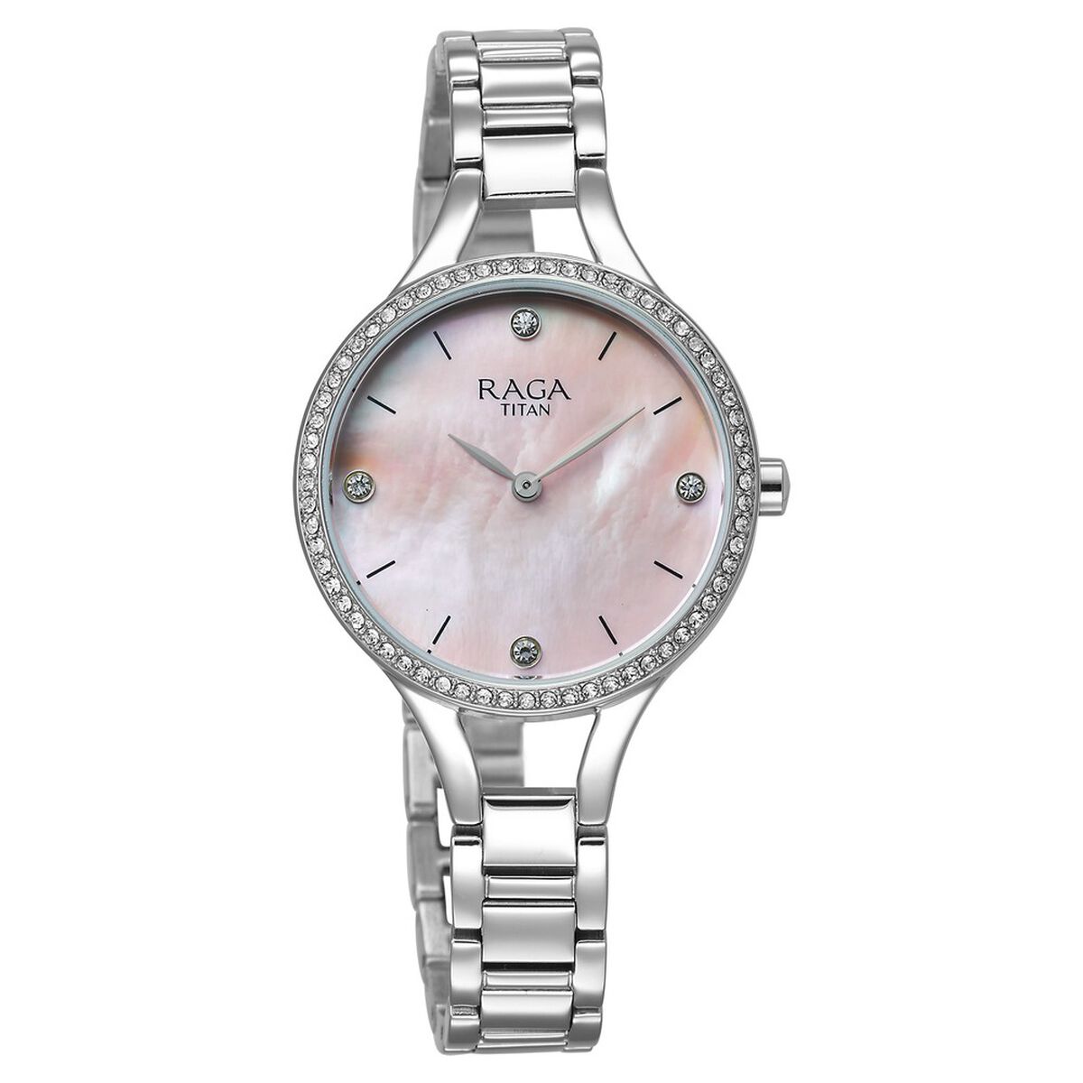 Titan Raga Showstopper Quartz Analog Mother Of Pearl Dial Silver Metal Strap Watch For Women 2