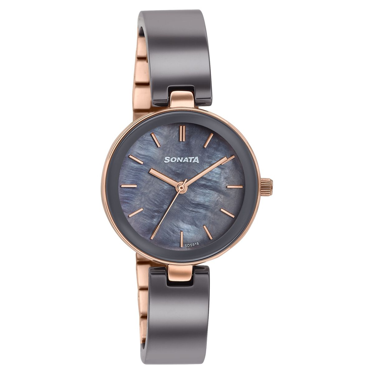 Sonata Festive Quartz Analog Grey Dial Two Toned Ceramic & Metal Strap Watch For Women 2