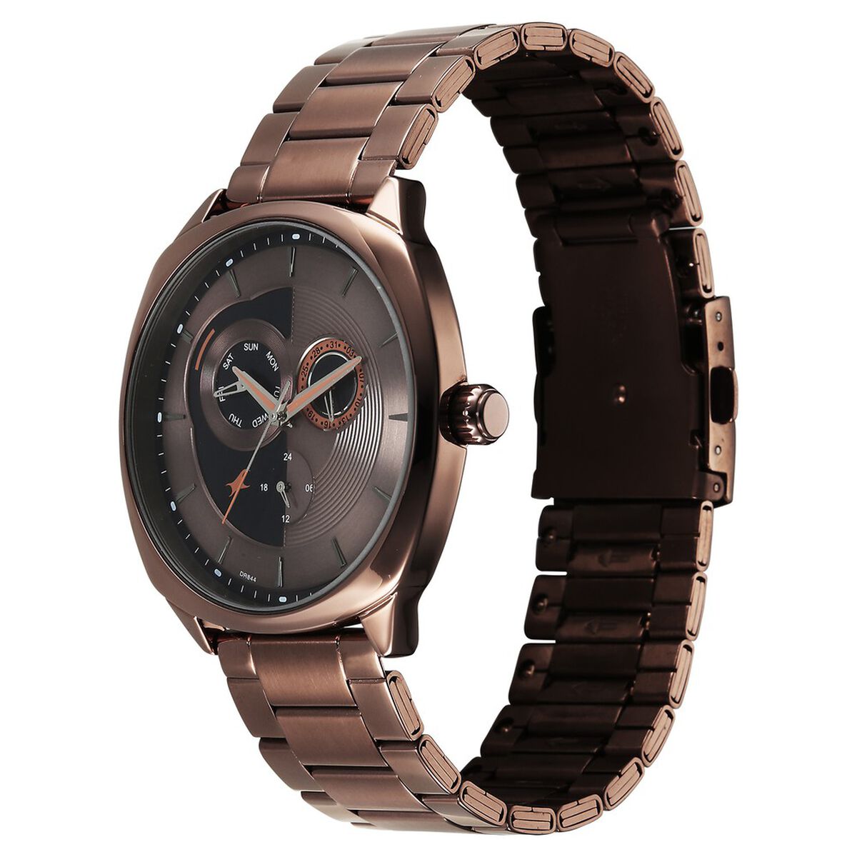 Fastrack Tick Tock Quartz Multifunction Brown Dial Stainless Steel Strap Watch For Guys 3