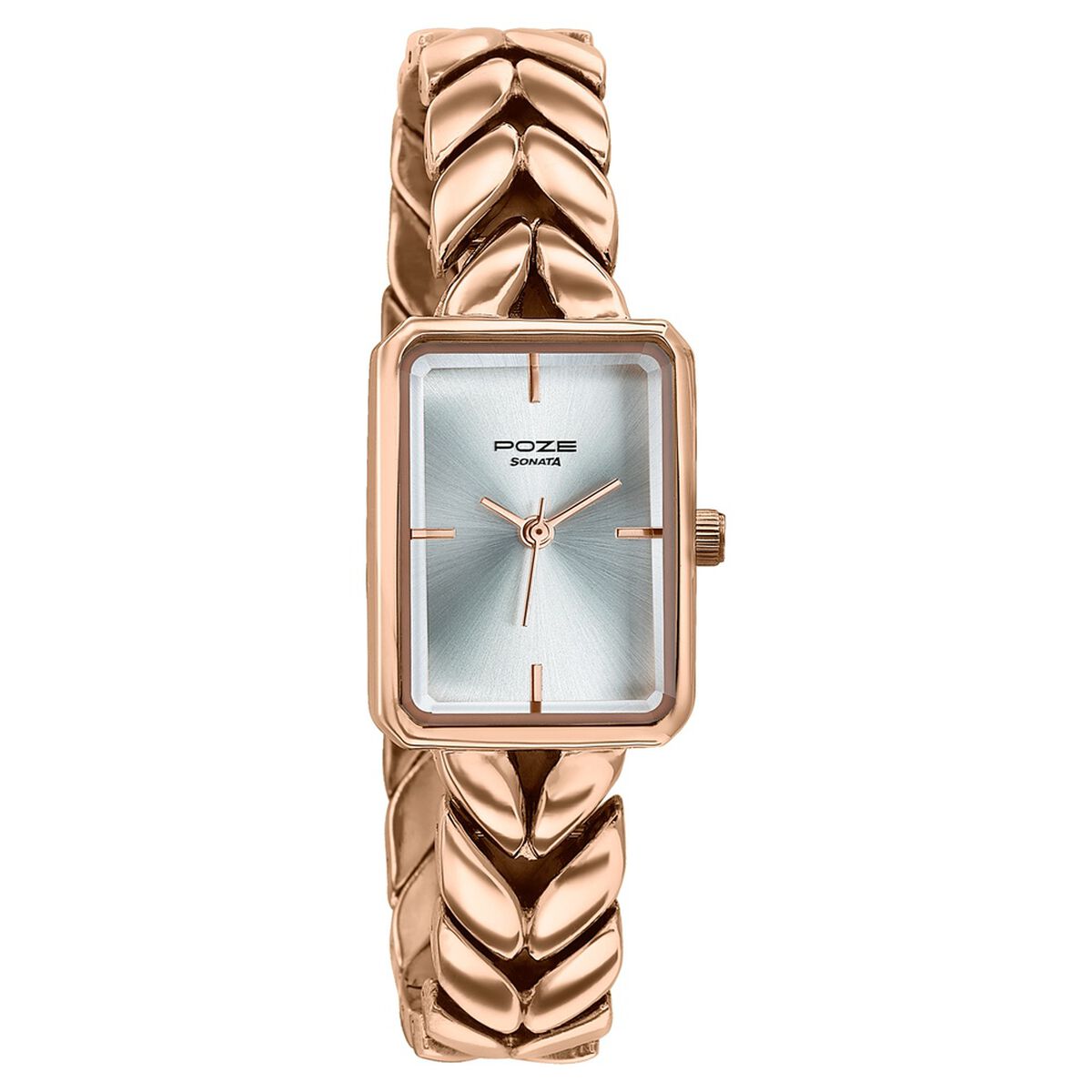 Poze By Sonata Quartz Analog Silver Dial Rose Gold Metal Strap Watch For Women 3