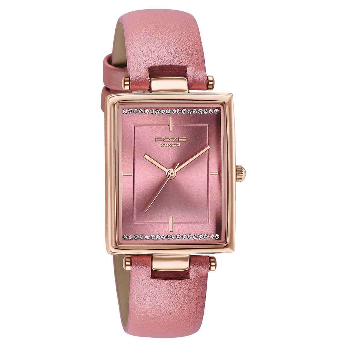 Poze By Sonata Quartz Analog Pink Dial Pink Leather Strap Watch For Women 3
