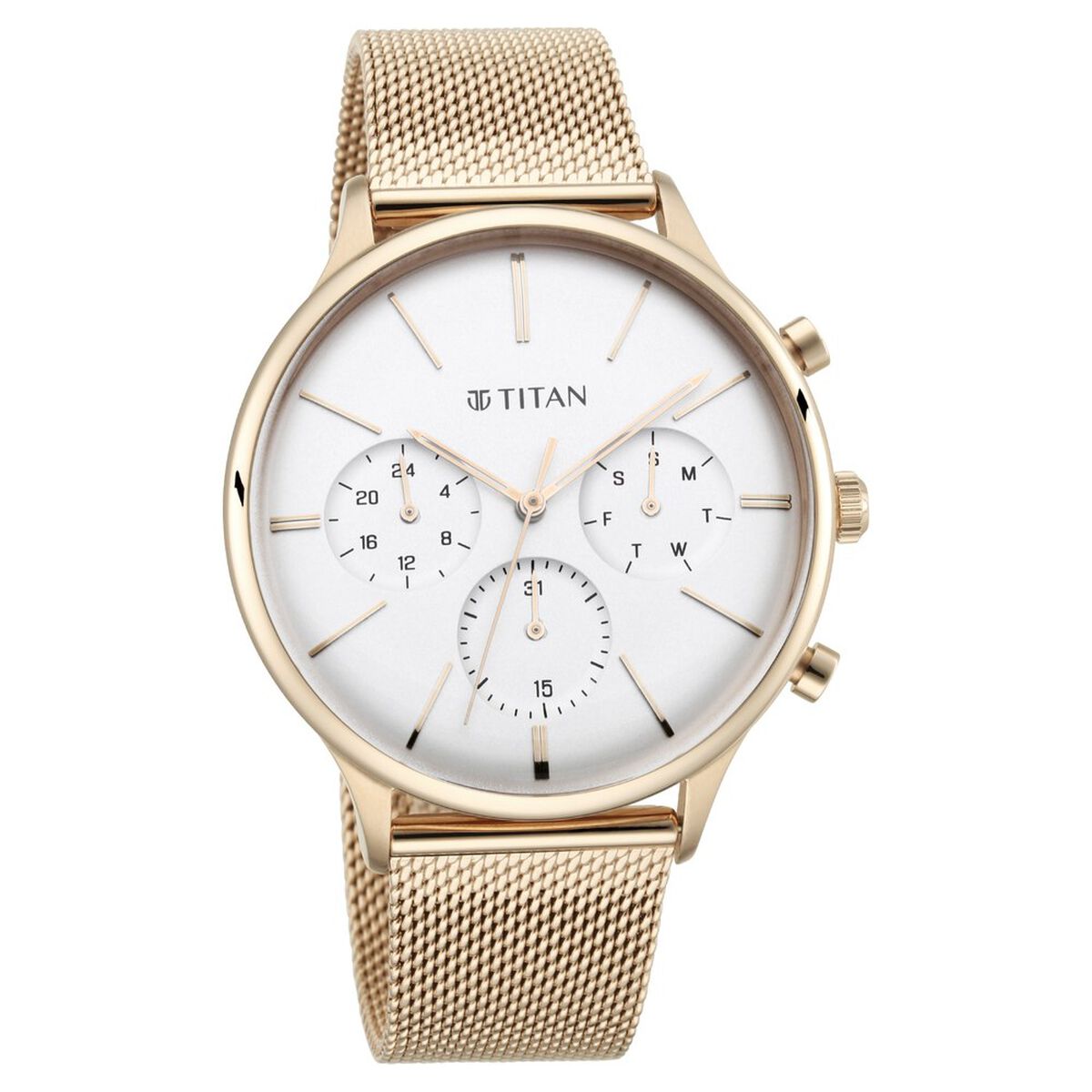 Titan Light Leathers Silver Dial Quartz Multifunction Stainless Steel Strap Watch for Men 2