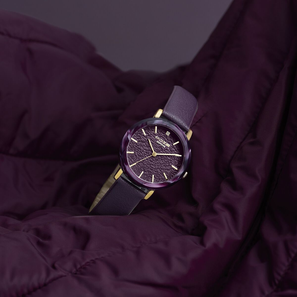 Poze By Sonata Quartz Analog Purple Dial Purple PU Leather Strap Watch For Women 1