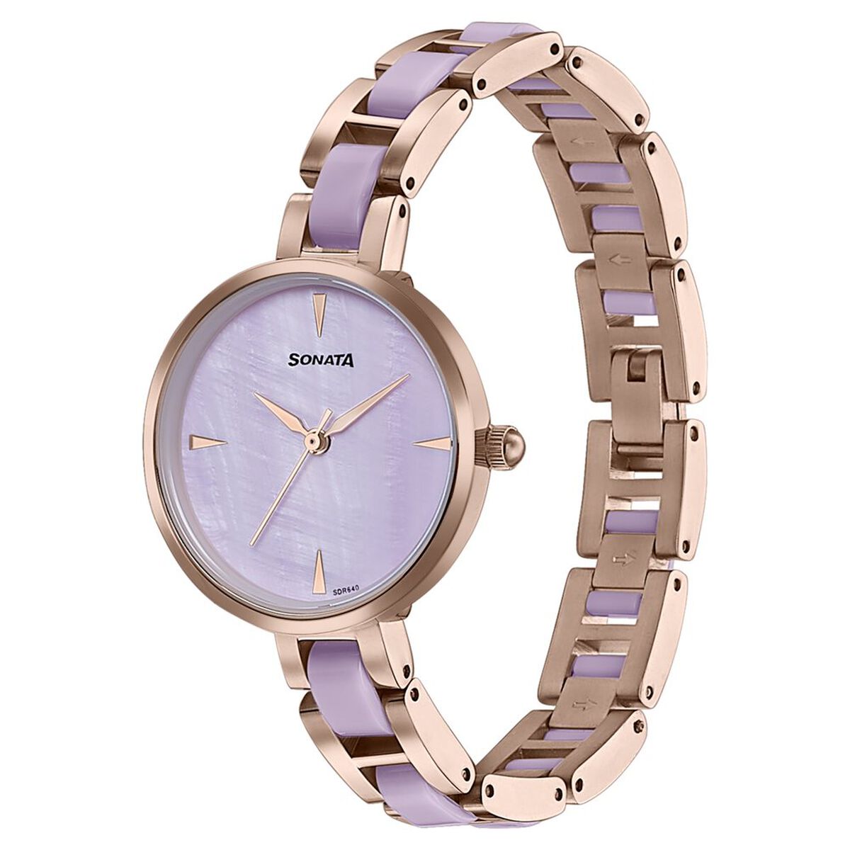 Sonata Wedding Edit Quartz Analog Purple Dial Stainless Steel With Acetate Strap Watch For Women 4