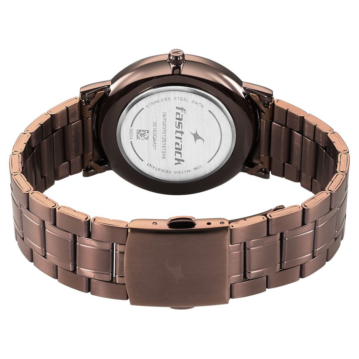 Fastrack Stunners X Quartz Analog Brown Dial Stainless Steel Strap Watch For Guys 5