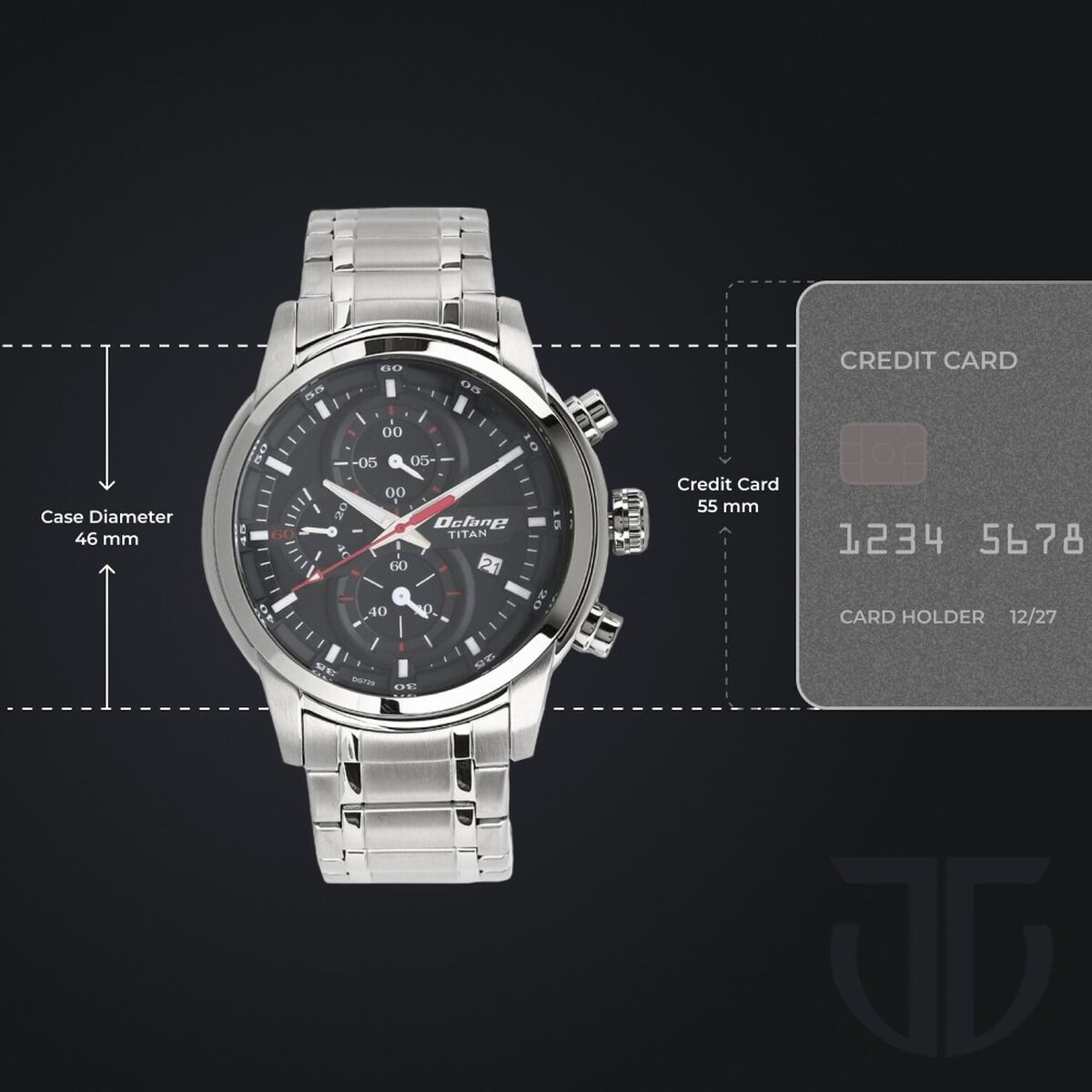 Titan Octane Chrono Black Dial Stainless Steel Strap watch for Men 3