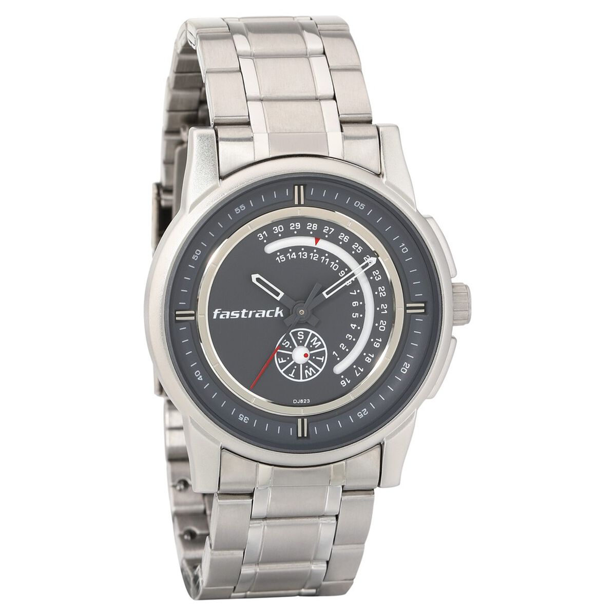 Fastrack Go Skate Quartz Analog with Day and Date Grey Dial Stainless Steel Strap Watch for Guys 1