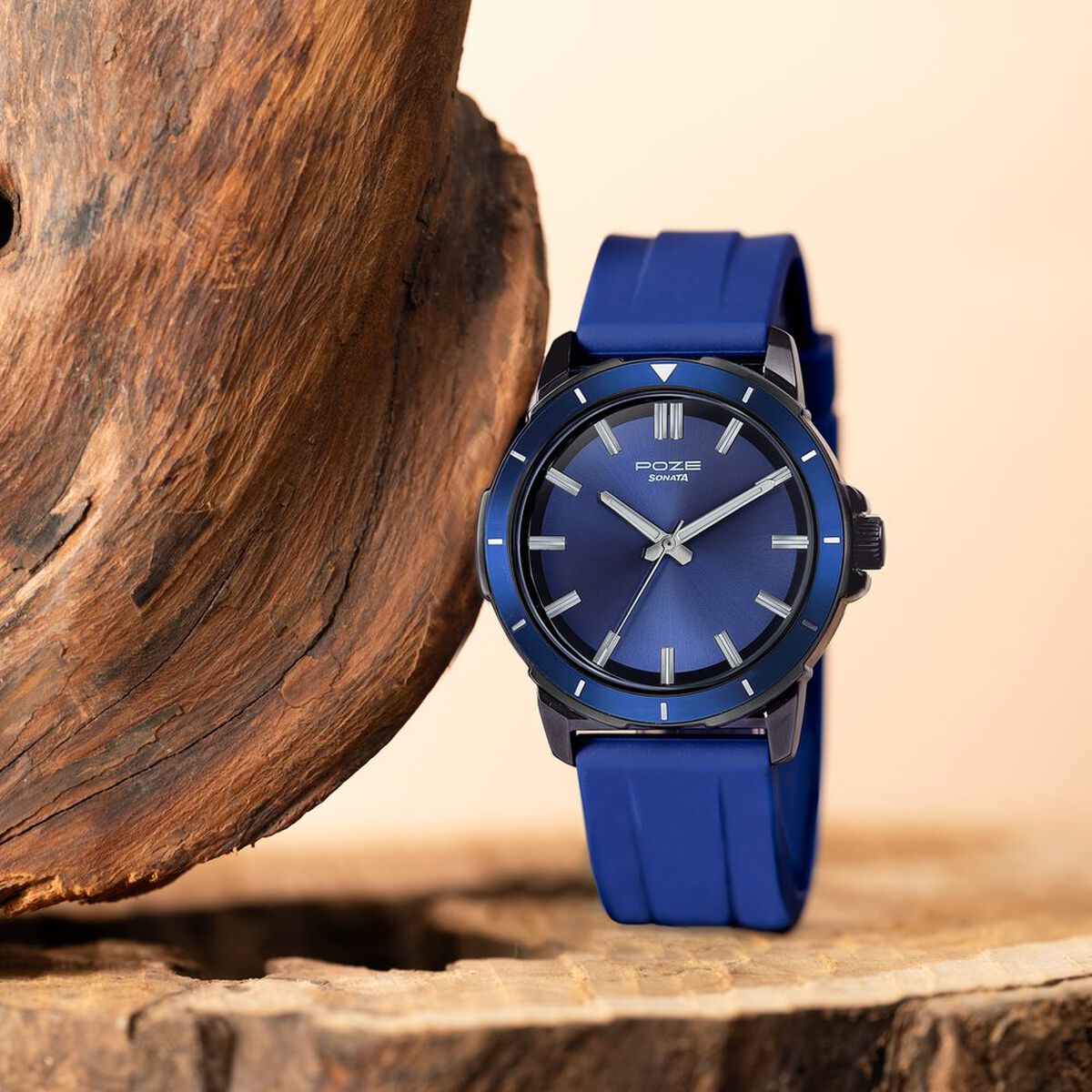 Sonata Poze Quartz Analog Blue Dial Blue Silicone Strap Watch For Men 1