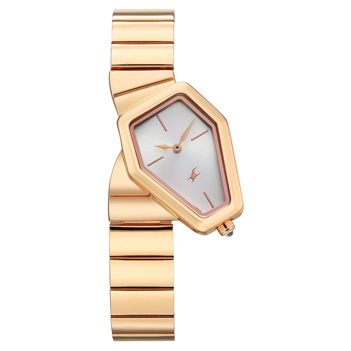 Fastrack Wild Quartz Analog Silver Dial Rose Gold Stainless Steel Strap Watch For Girls 1