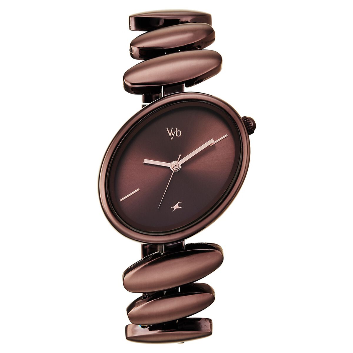 Vyb Successor By Fastrack Quartz Analog Brown Dial Brown Metal Strap Watch For Girls 1