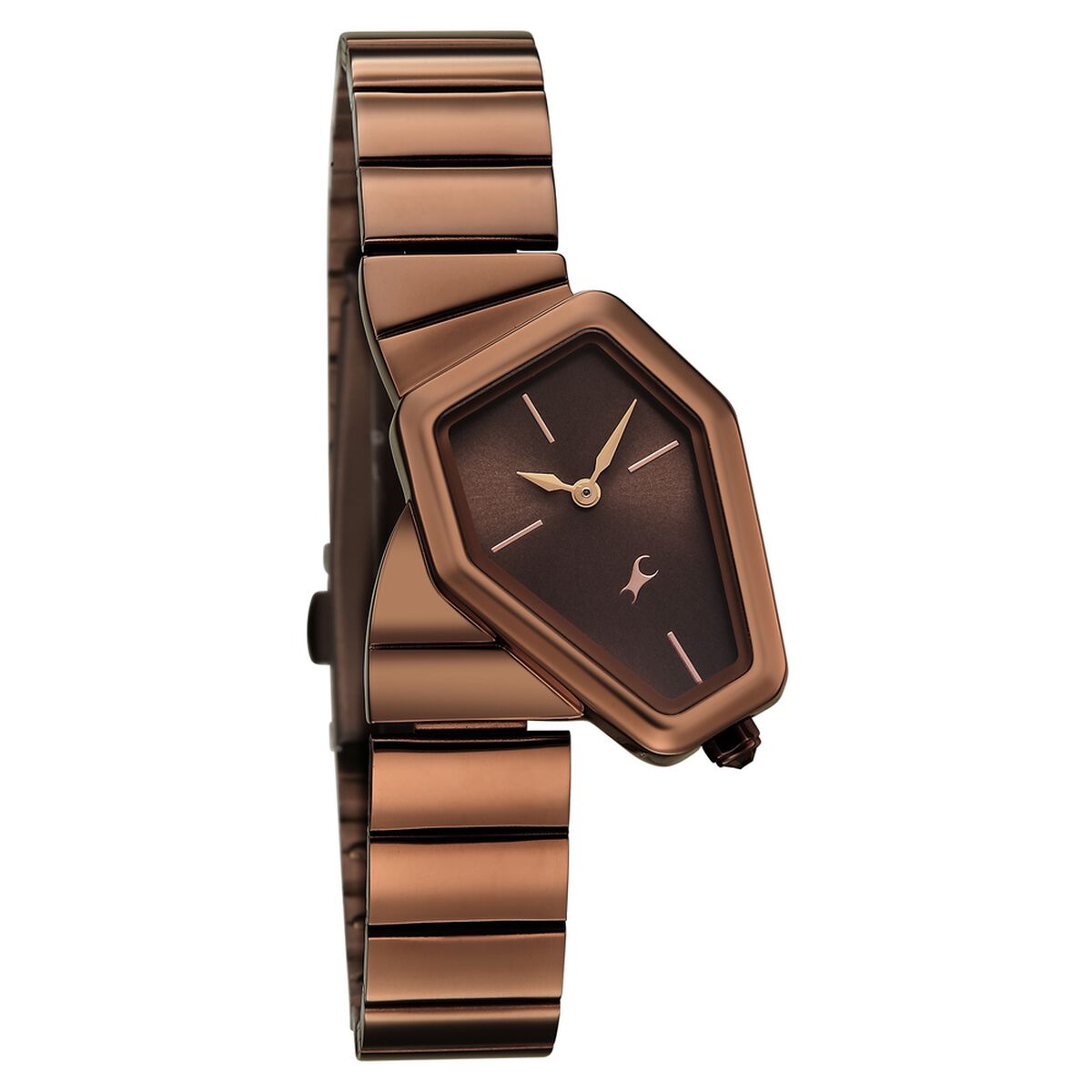 Fastrack Wild Quartz Analog Brown Dial Brown Stainless Steel Strap Watch For Girls 5