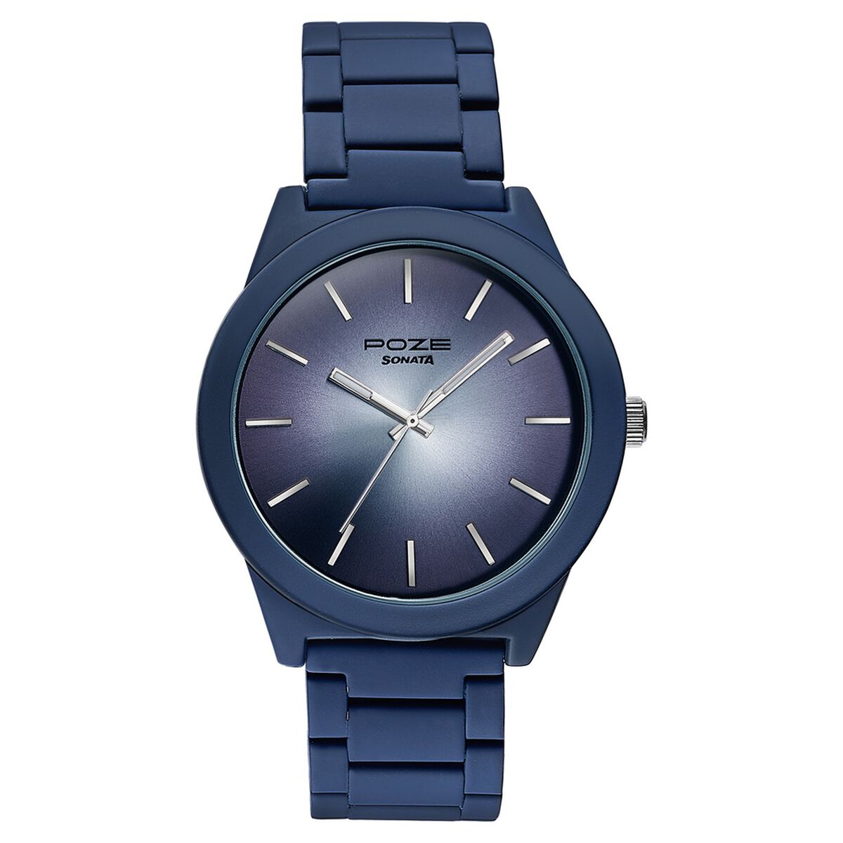 Sonata Poze Quartz Analog Blue Dial Metal Strap Watch For Men 2