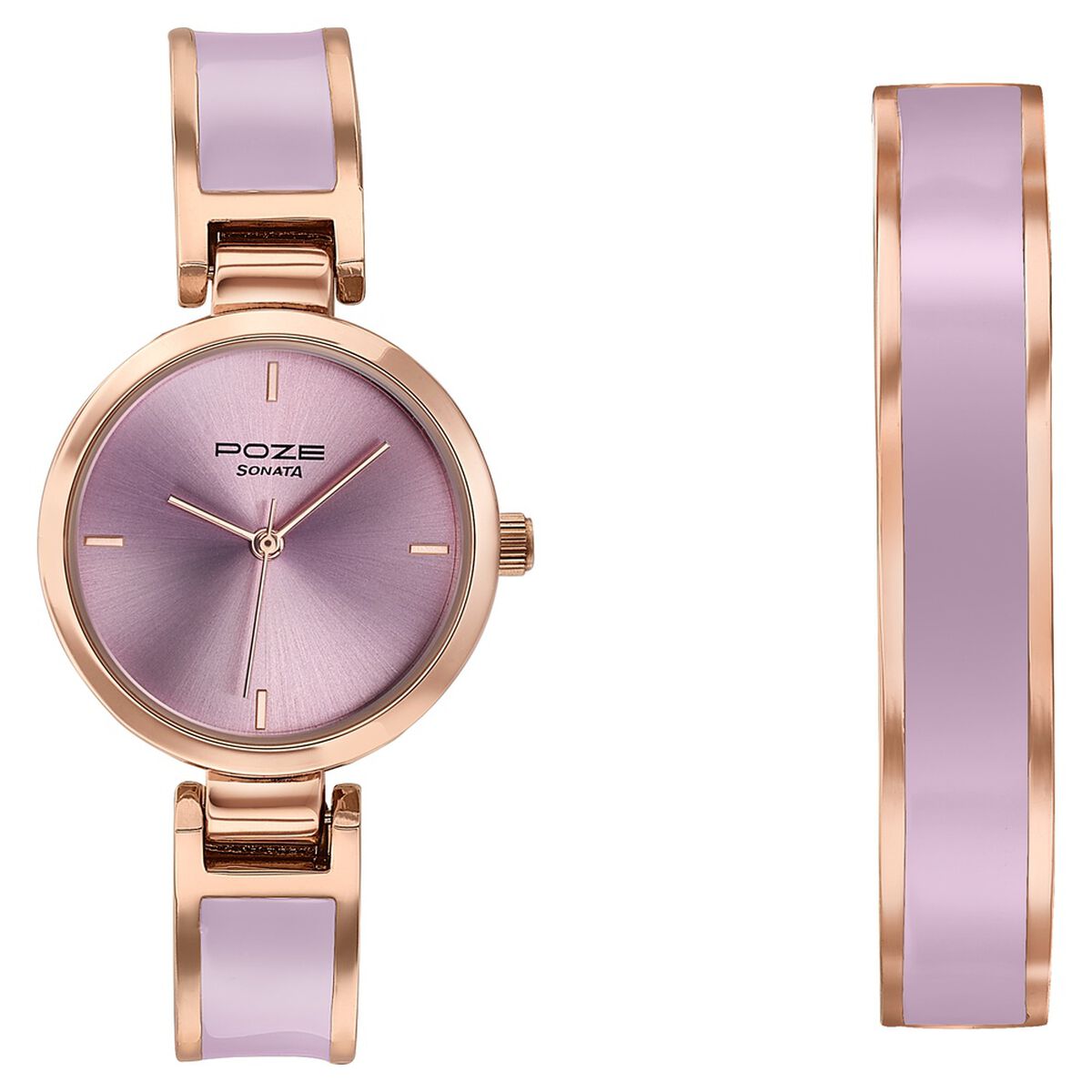 Sonata Poze Quartz Analog Purple Dial Two Toned Kada Strap Watch For Women 2