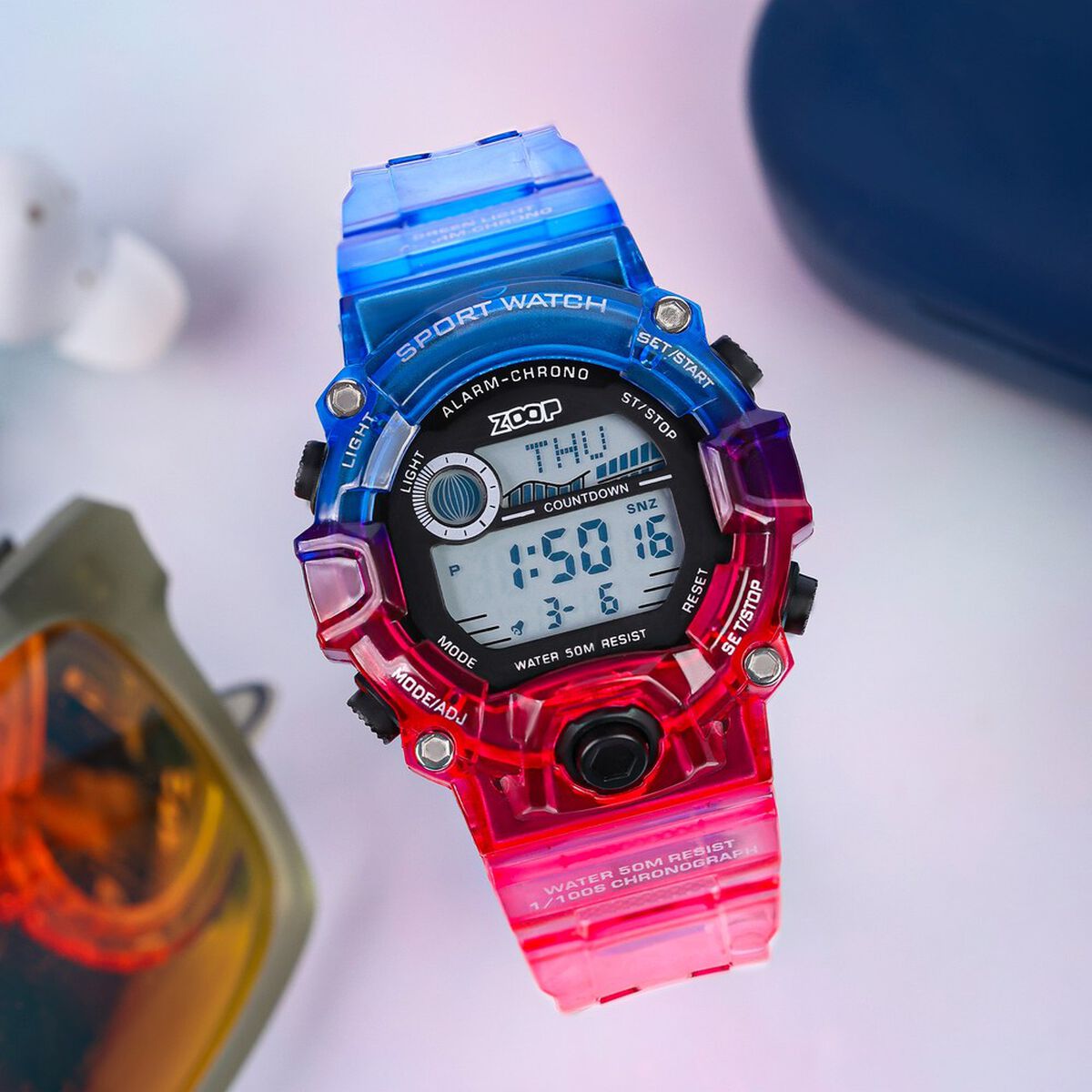Zoop Digital Watch with Digital Dial & Transparent Blue Red Strap for Boys Kids, from House of Titan 1