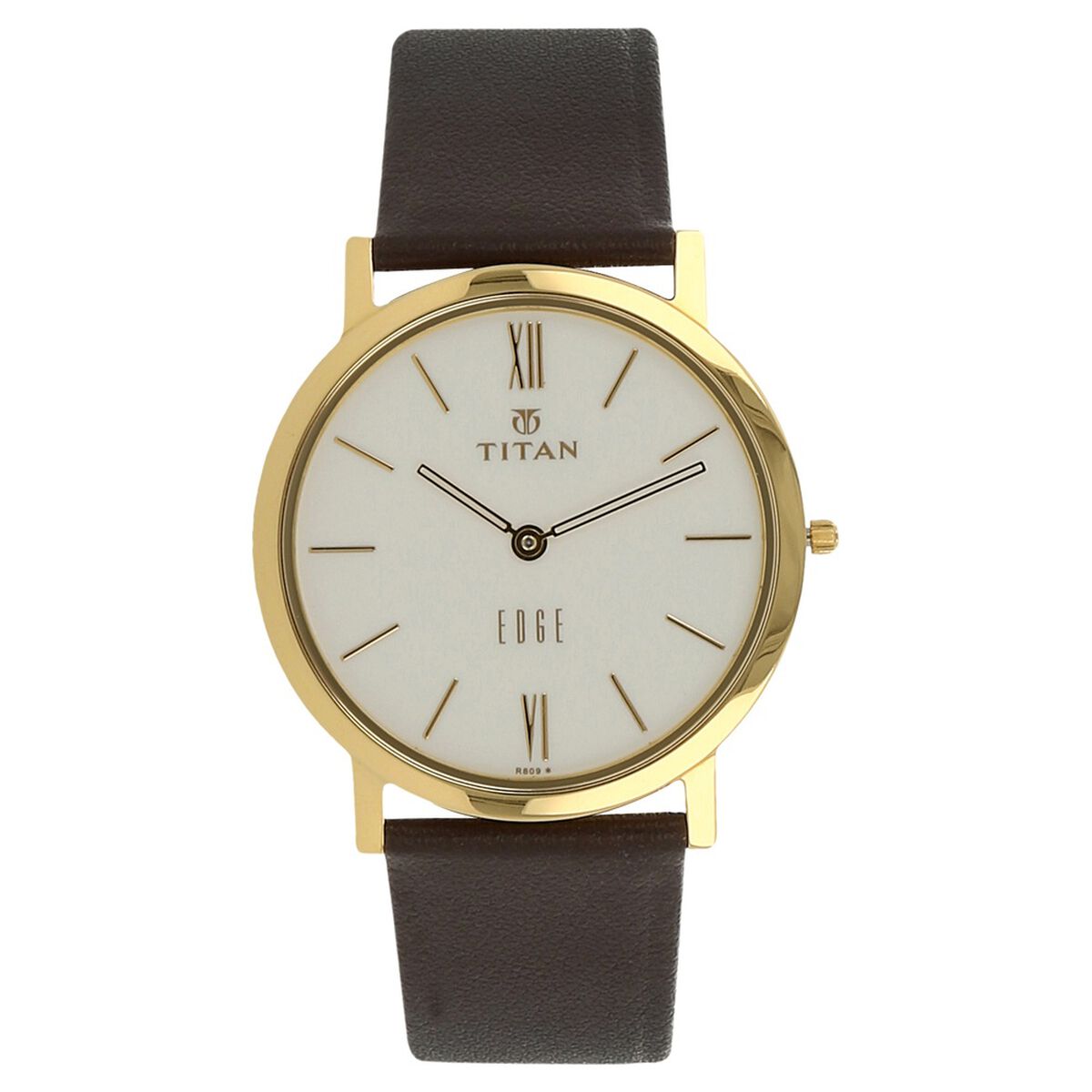 Titan Edge Quartz Analog White Dial Brown Leather Strap Watch For Men 1