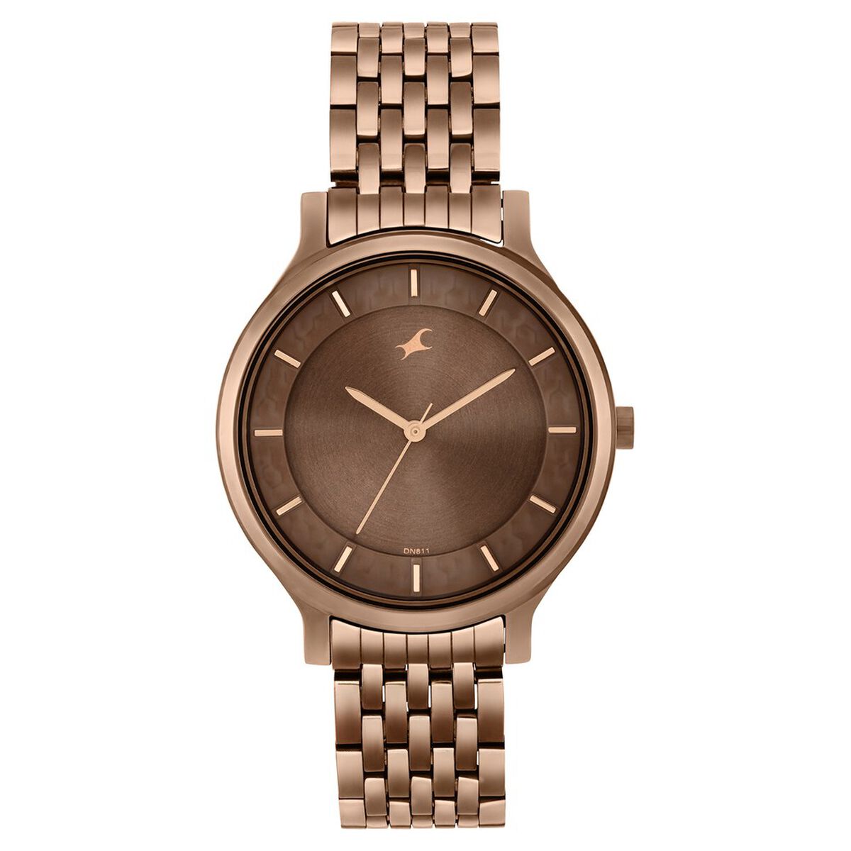 Fastrack Crush Quartz Analog Brown Dial Stainless Steel Strap Watch for Girls 1