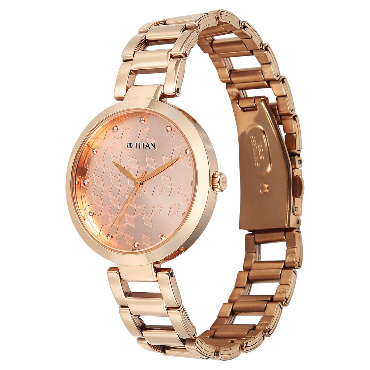Titan Purple Superheads Quartz Analog Rose Gold Dial Rose Gold Stainless Steel Strap Watch For Women 3