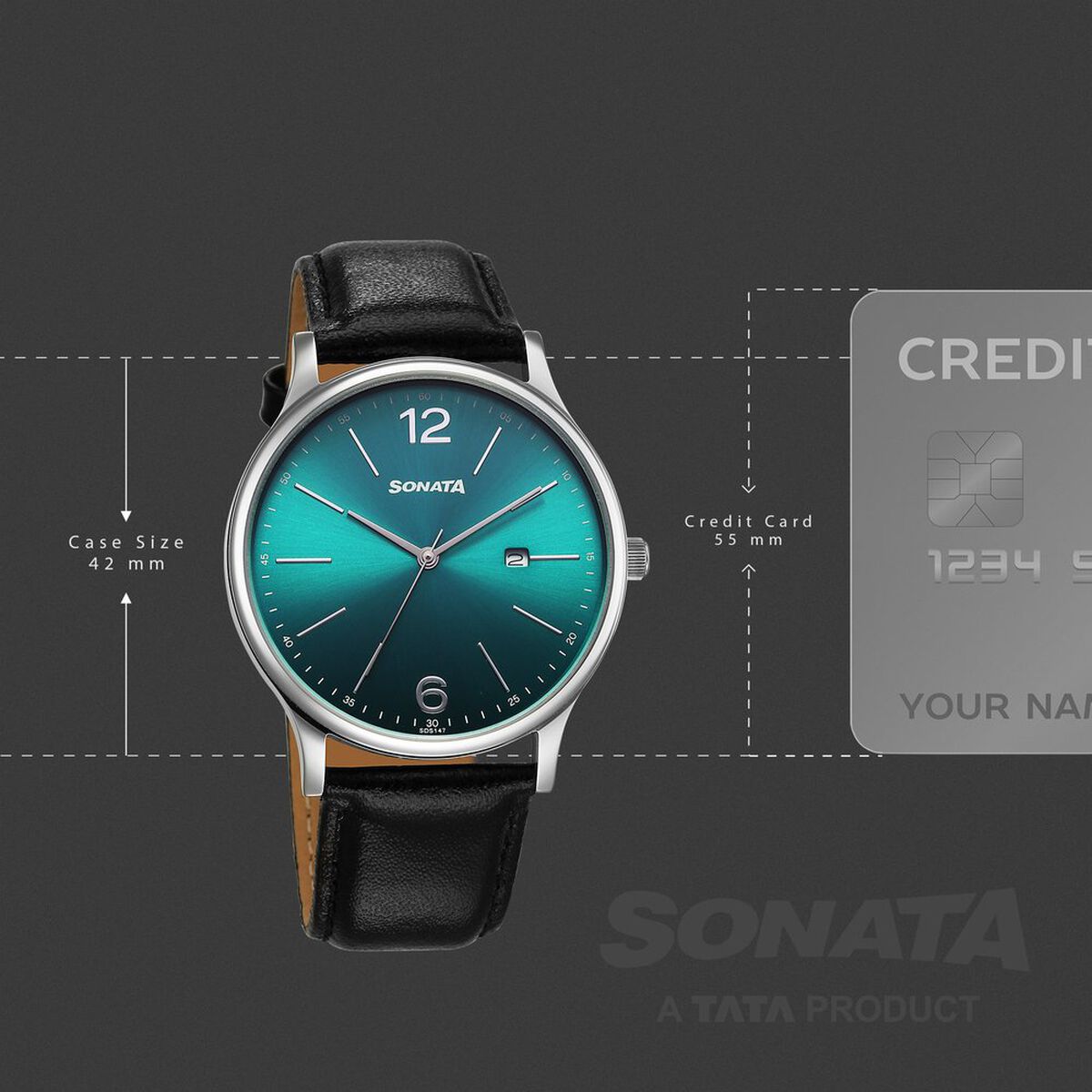 Sonata Aspire Quartz Analog with Date Green Dial Leather Strap Watch For Men 4
