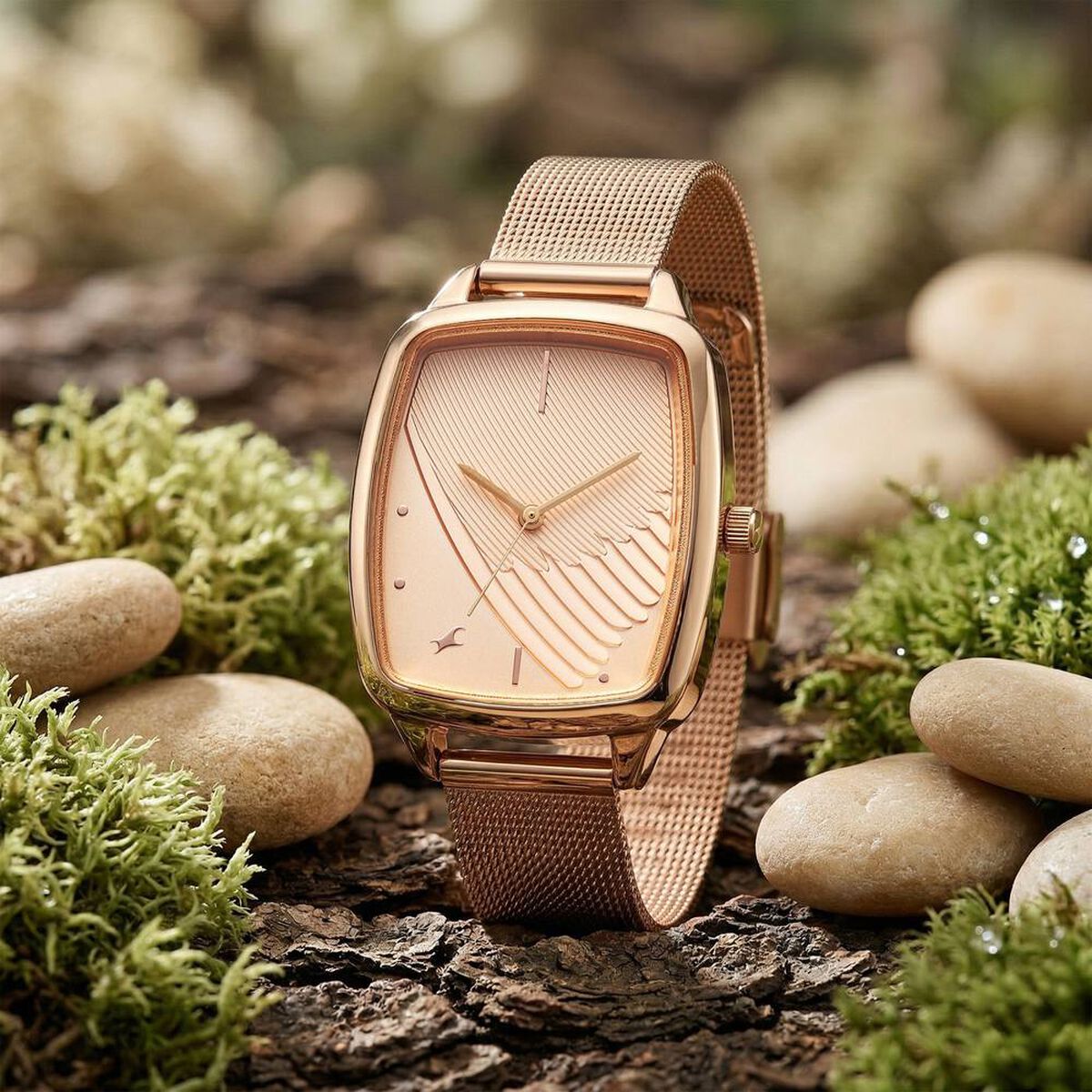Fastrack Wild Quartz Analog Peach Dial Rose Gold Stainless Steel Strap Watch For Girls 2