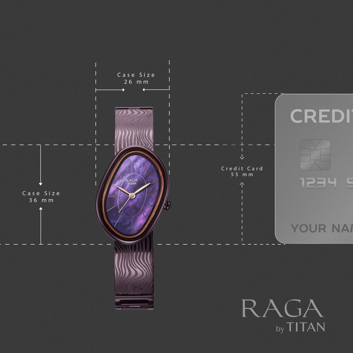 Titan Raga Sierra Quartz Analog Prune - Purple Dial Prune - Purple Metal Strap Watch For Women 4