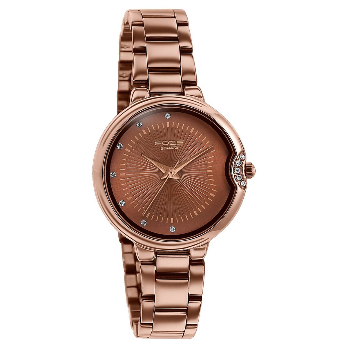 Poze By Sonata Quartz Analog Brown Dial Brown Metal Strap Watch For Women 3