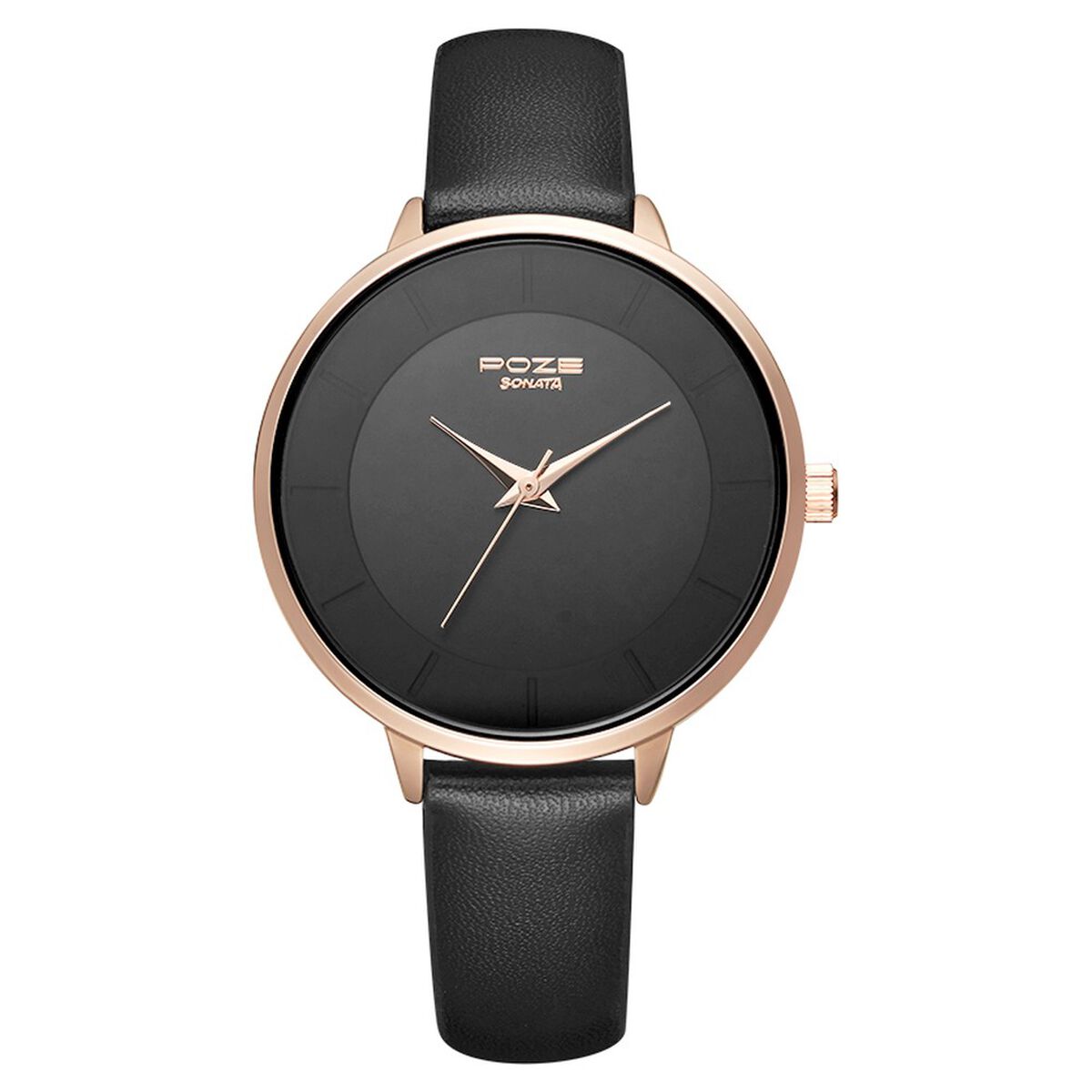 Poze by Sonata Quartz Analog Black Dial PU Leather Strap Watch for Women 1