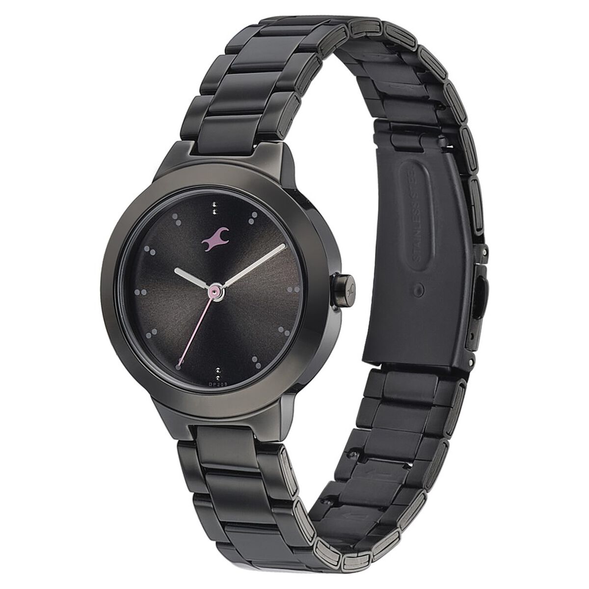 Fastrack Pulse Quartz Analog Black Dial Stainless Steel Strap Watch for Girls 3