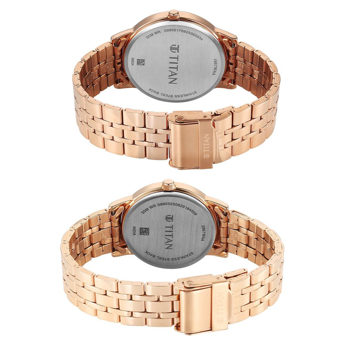 Titan Bandhan Eternal Pair Analog with Date and Silver Dial Rose Gold Stainless Steel Strap Watch for Couples 5