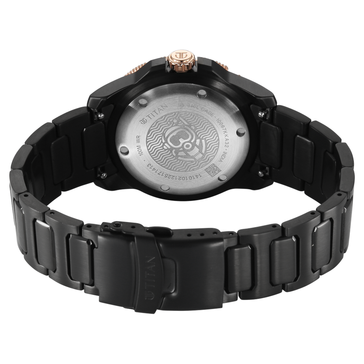 Titan Zero Hour Diver's 100m Analog with Blue Dial Black Stainless Steel Strap Watch for Men 5