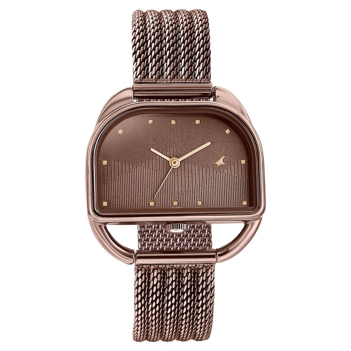 Fastrack Style Up Quartz Analog Brown Dial Brown Stainless Steel Strap Watch For Girls 1