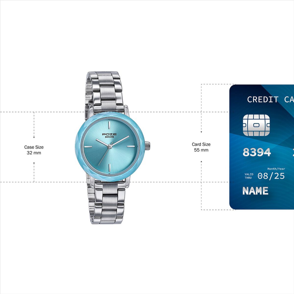Sonata Poze Quartz Analog Blue Dial Stainless Steel Strap Watch For Women 4