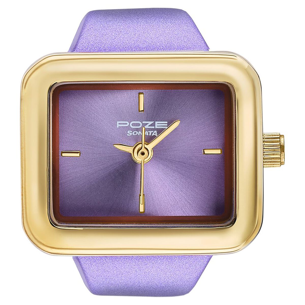 Ring Watch By Sonata Quartz Analog Purple Dial Golden Metal Strap Watch For Women 2