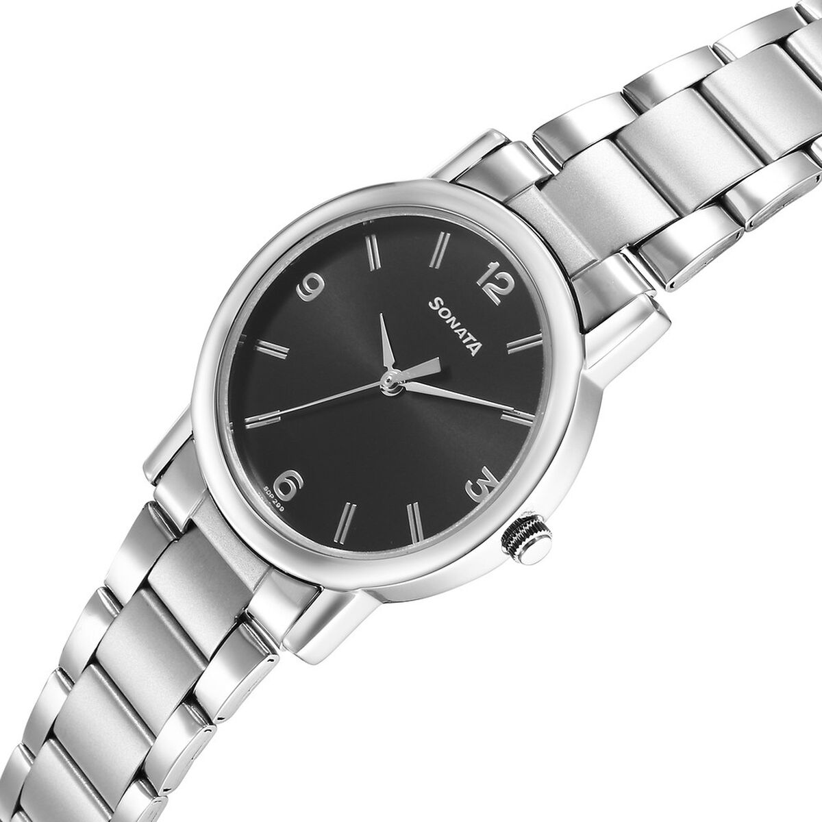 Sonata Classic Quartz Analog Black Dial Silver Stainless Steel Strap Watch for Men 3