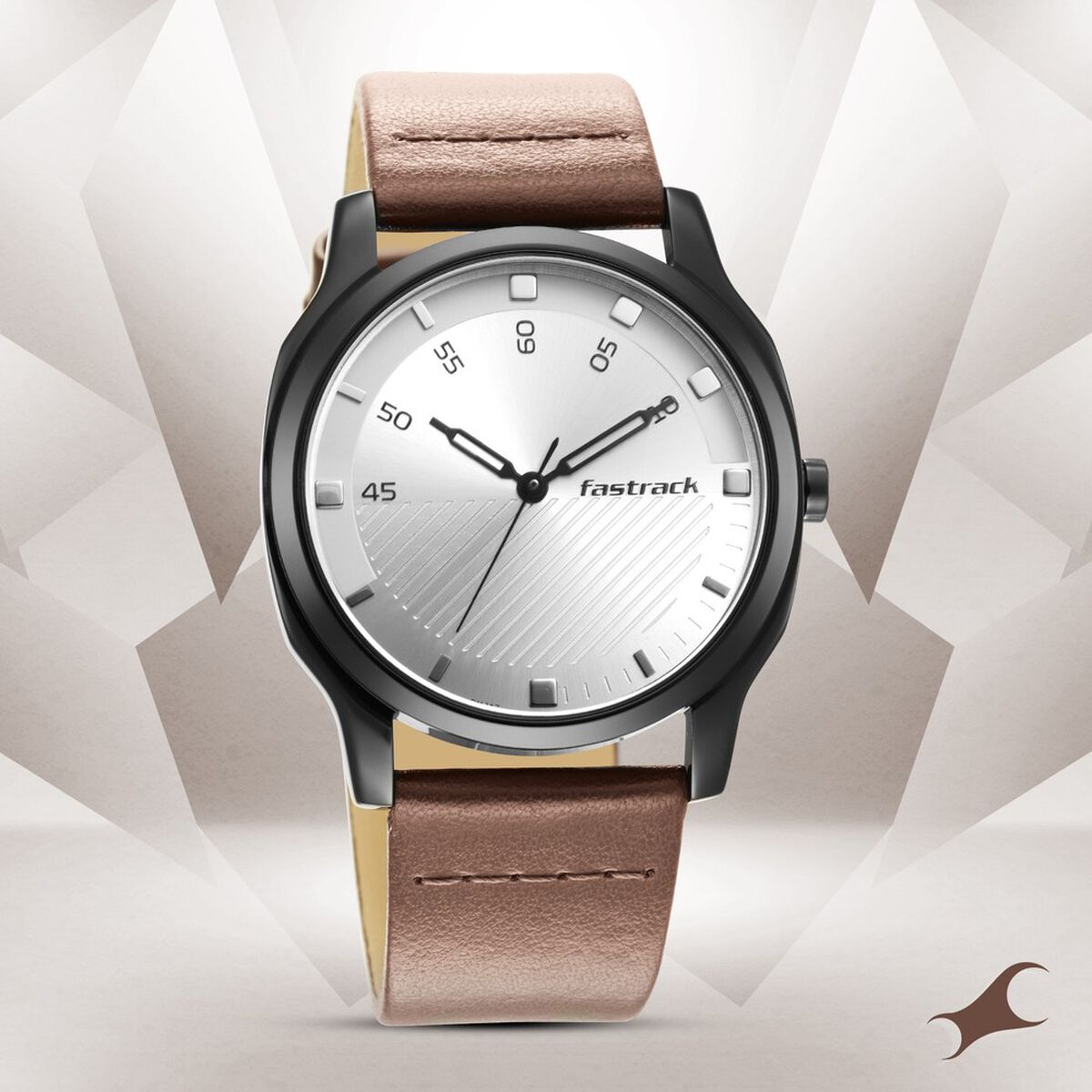 Fastrack Stunners Quartz Analog Silver Dial Leather Strap Watch for Guys 1