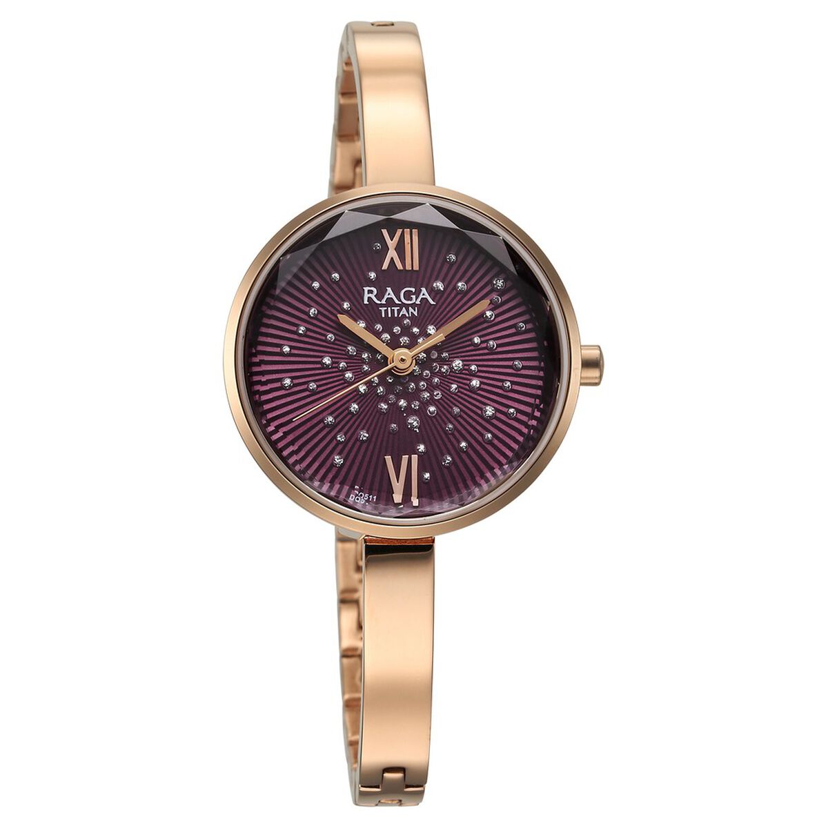 Titan Raga Showstopper Quartz Analog Purple Dial Metal Strap Watch for Women 3