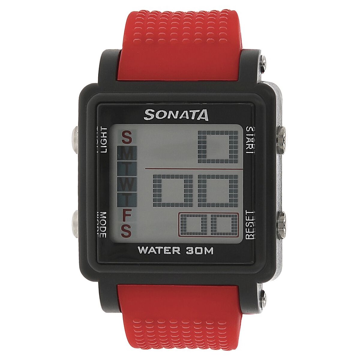 SF Digital Dial Red Plastic Strap Watch for Men 1