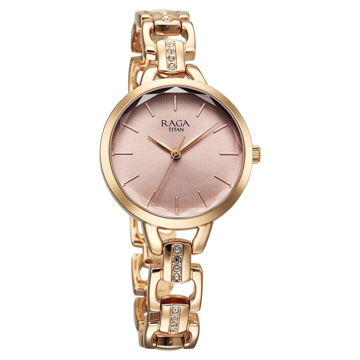 Titan Raga Showstopper Quartz Analog Rose Gold Dial Metal Strap Watch For Women 3