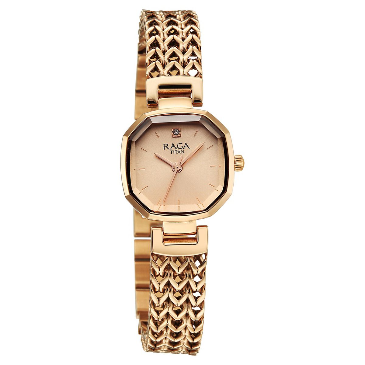 Titan Raga Ascendo Quartz Analog Rose Gold Shaped Octogonal Dial Rose Gold Stainless Steel Strap watch For Women 1