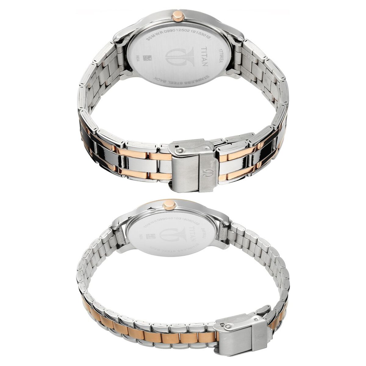 Titan Bandhan Quartz Analog with Date Silver Dial Two Toned Stainless Steel Strap Watch For Couple 5