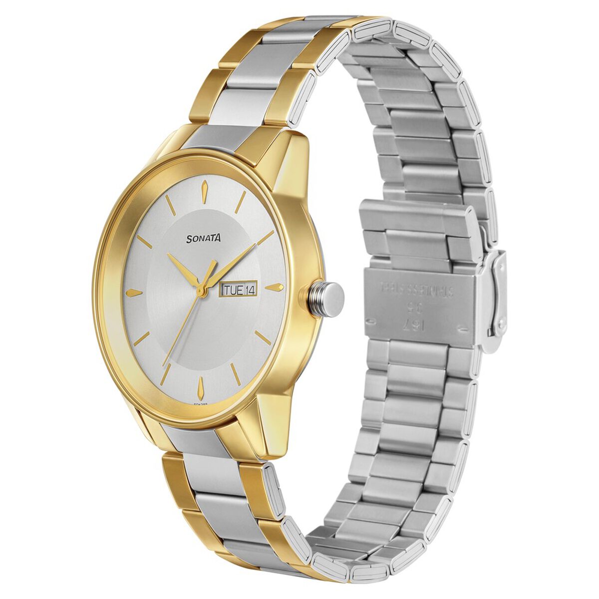 Sonata Quartz Analog with Day and Date Silver Dial Stainless Steel Strap Watch for Men 2