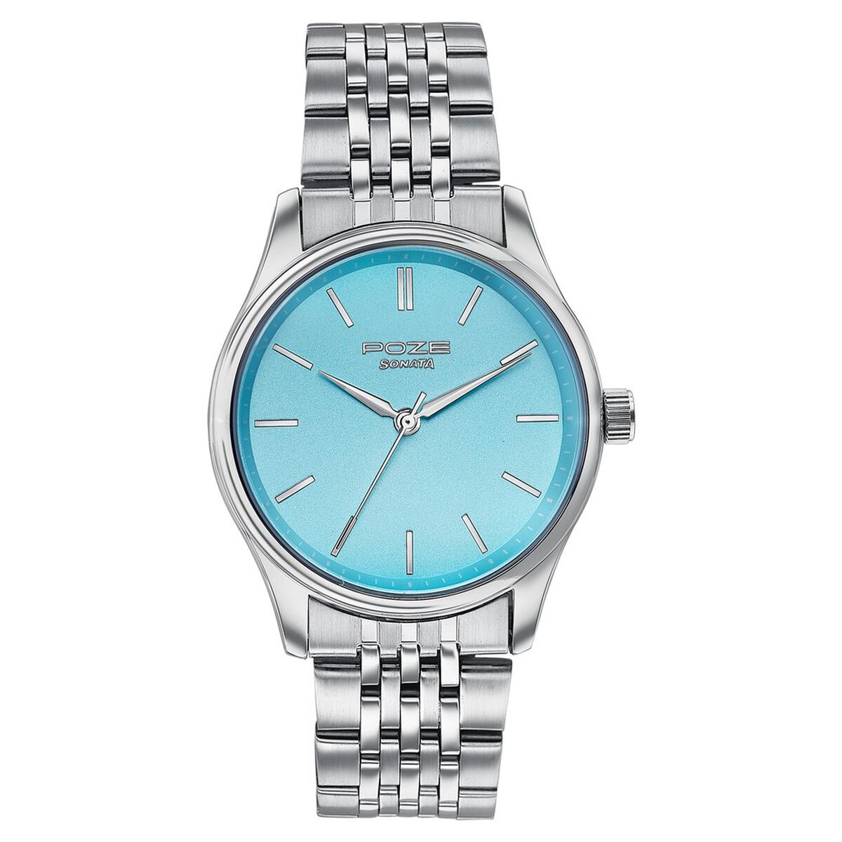 Sonata Poze Quartz Analog Blue Dial Silver Colour Stainless Steel Strap Watch For Men 3