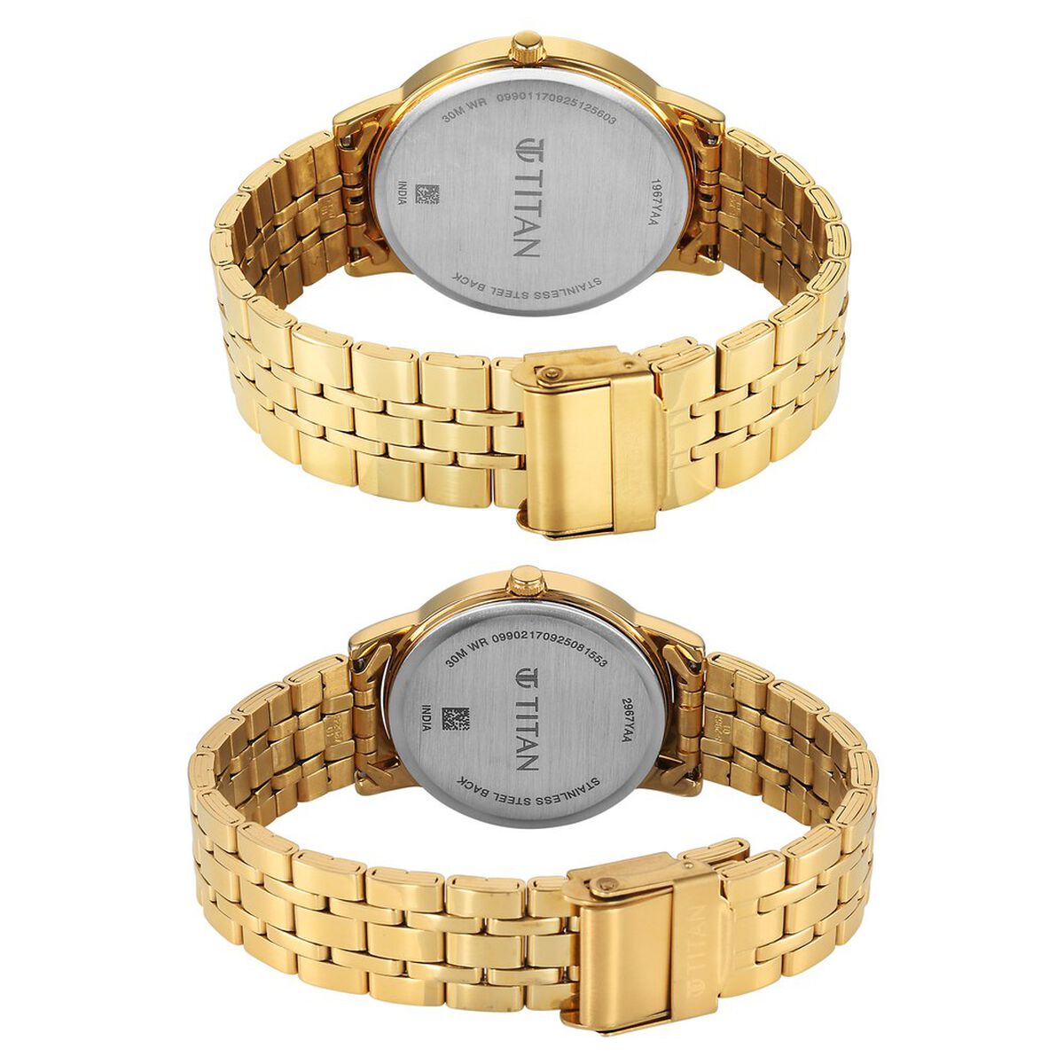 Titan Bandhan Eternal Pair Analog with Date and Green Dial Yellow Gold Stainless Steel Strap Watch for Couples 5