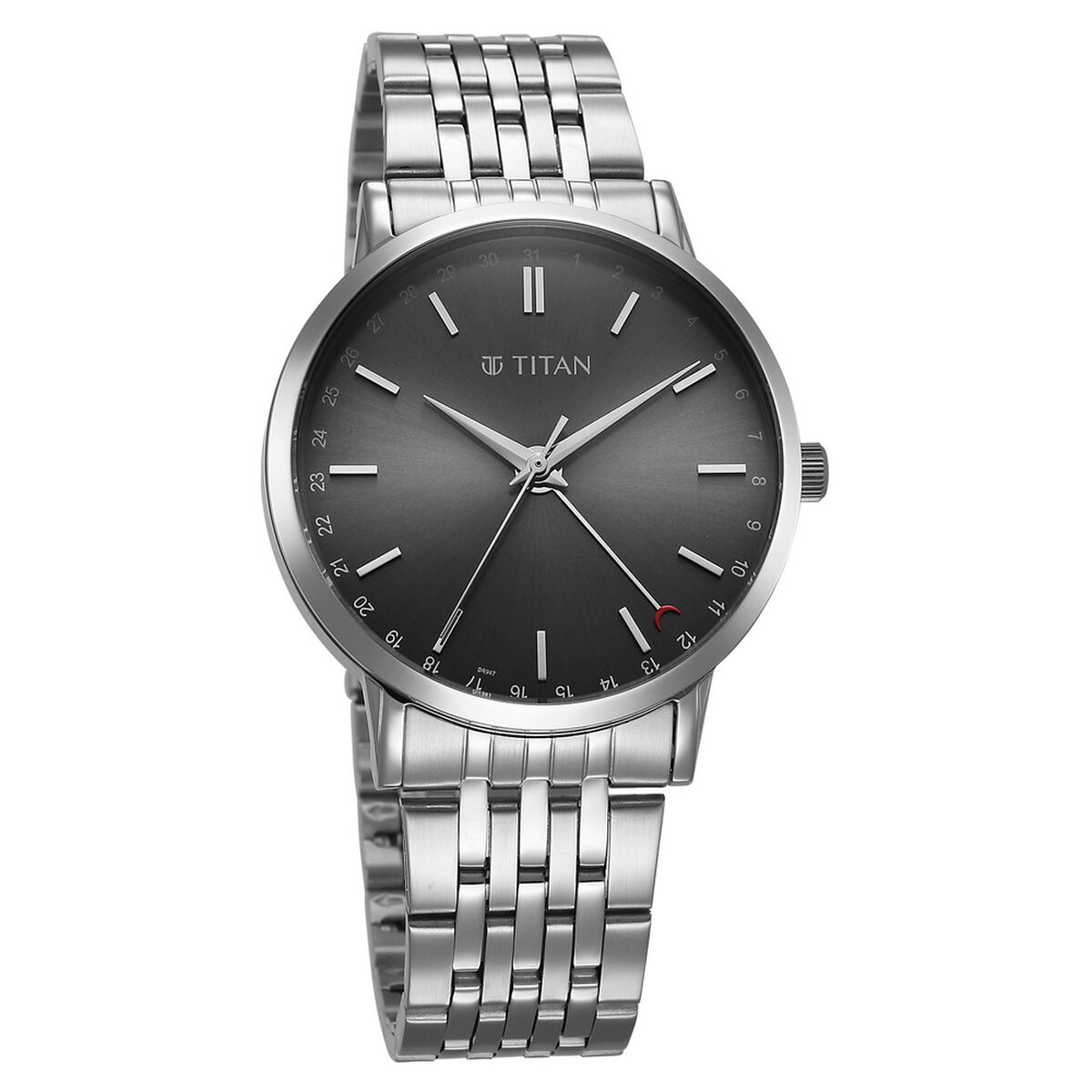 Titan Elegance Analog with Date by Hand and Dark Grey Dial Stainless Steel Strap Watch for Men 3