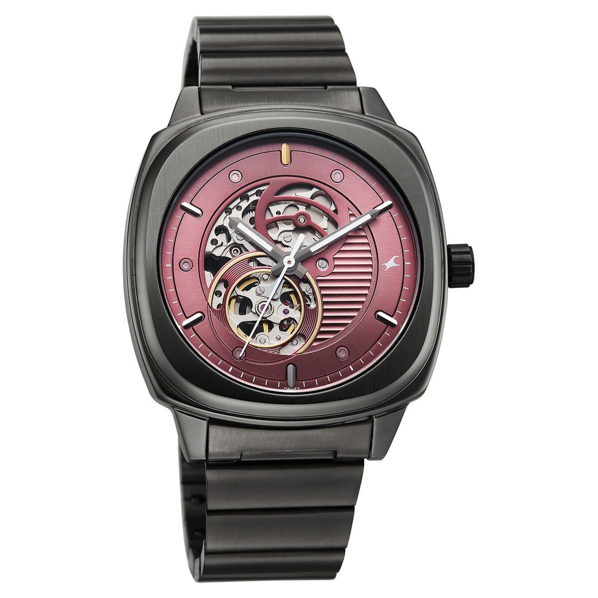 Fastrack Automatics Collection Pink Dial Grey Stainless Steel Strap Watch For Guys 2