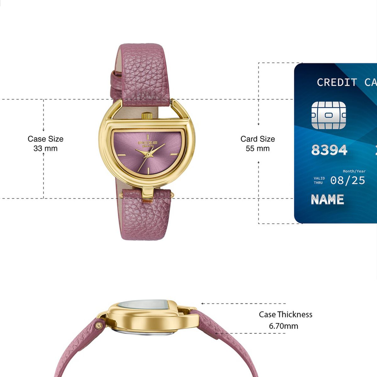 Poze By Sonata Quartz Analog Purple Dial Purple PU Leather Strap Watch For Women 4