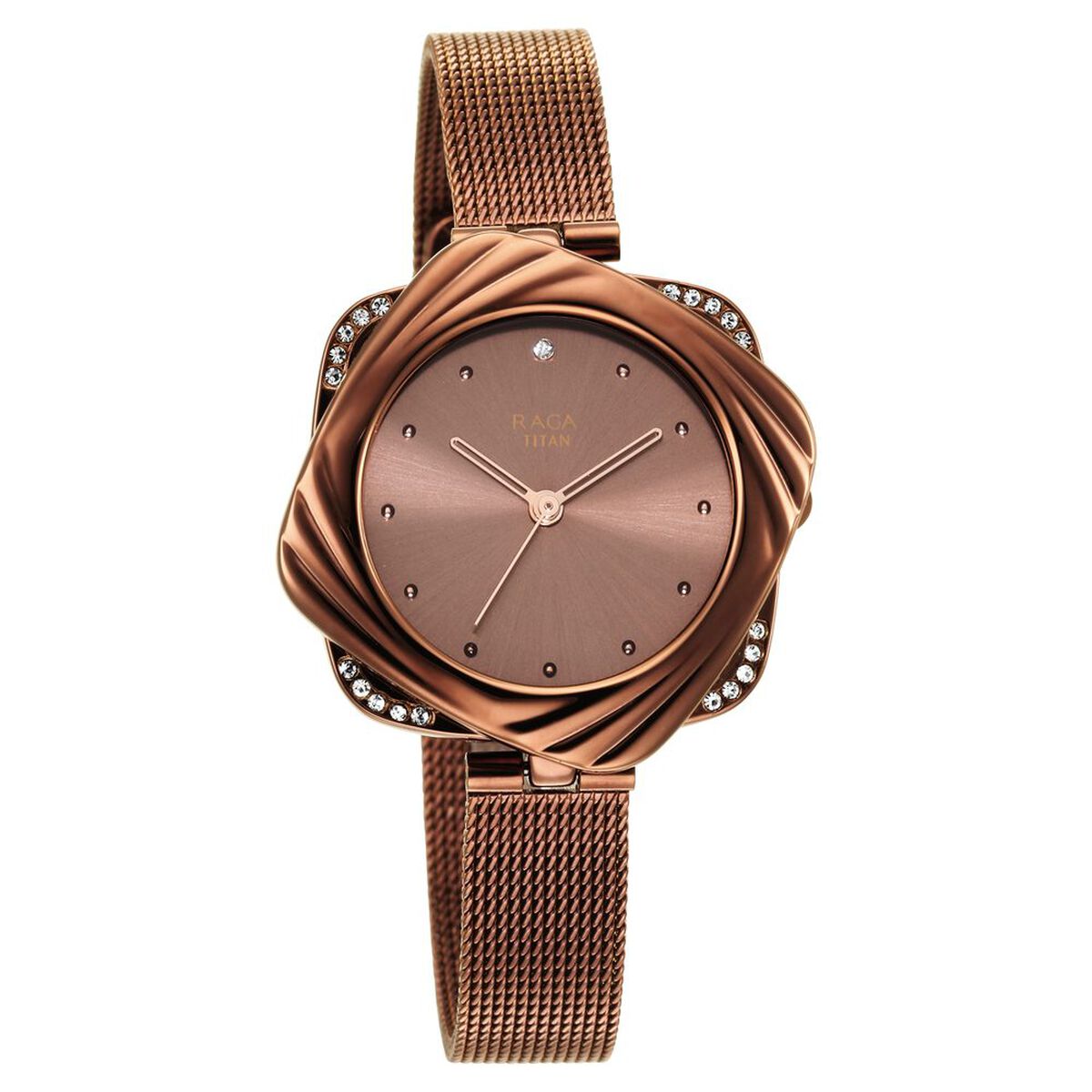 Titan Raga Moments of Joy Brown Dial Analog Stainless Steel Strap Watch for Women 1