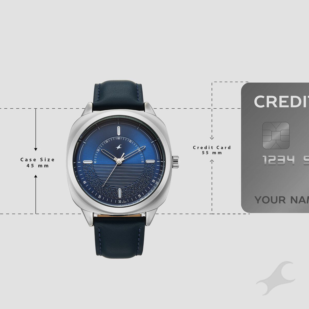 Fastrack Stunners Quartz Analog Blue Dial Grey Leather Strap Watch For Guys 4