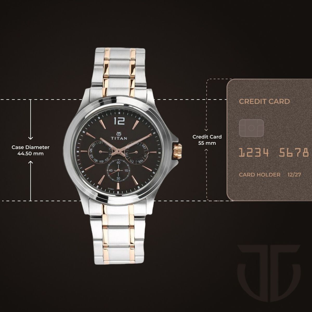 Titan Workwear Quartz Multifunction Brown Dial Stainless Steel Strap watch for Men 3